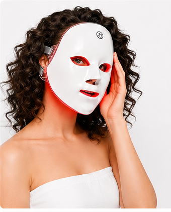 Model wearing the museskin LED light therapy face mask